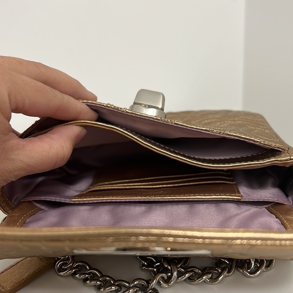 Vintage COACH rose gold CC turnlock chain crossbody bag - Picture 7 of 16